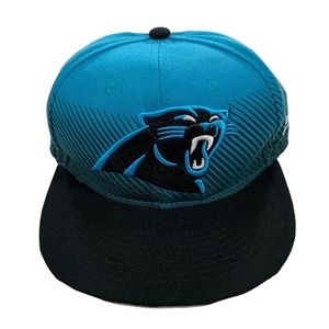 VTG New Era NFL Football Carolina Panthers Blue Black Vintage Style Snapback Hat